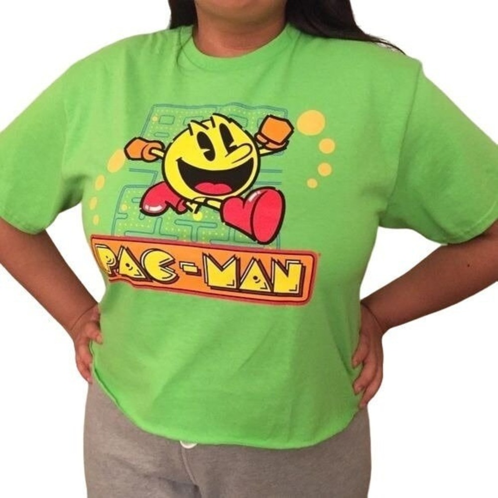 Pac Man T Shirt Video Game‎ Graphic Tee Arcade Gaming Short Sleeve Top Large